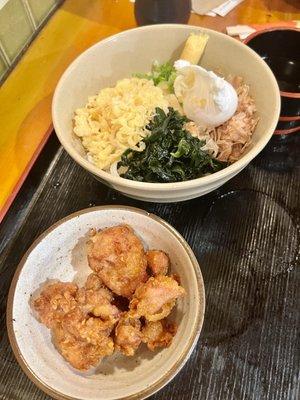 Cold udon with chicken karaage