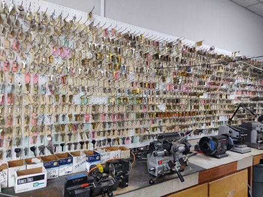 Wall of key blanks and cutters