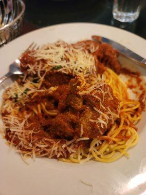 Spagetti Marinara with the best meatballs this side of Sicily..