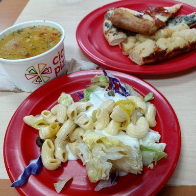 Chicken mac soup, pizza, breadsticks, Max sandwich, lettuce, and desserts, not shown. It was well worth the $4.99 buffet price.