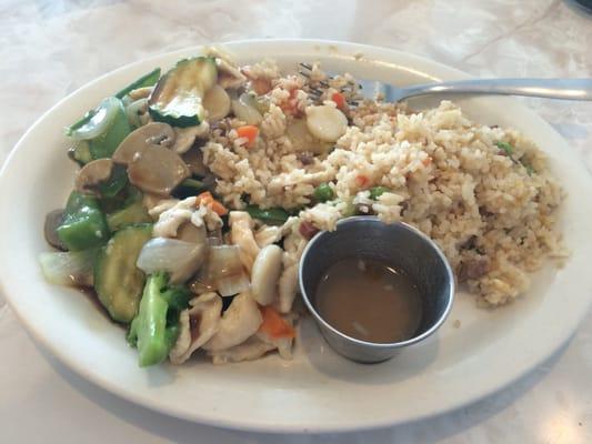 Moo Goo Gai Pan with Ham Fried Rice