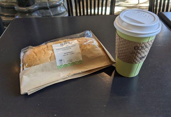 A cold Italian sandwich ($12.30) and 16 oz coffee ($4.10).