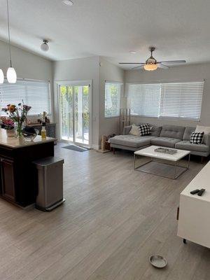 Family room new luxury vinyl plank flooring