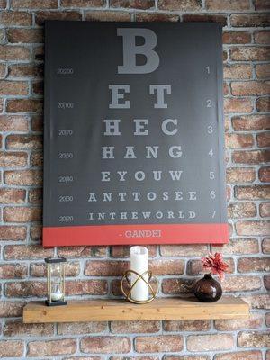 Be The Change quote in the form of an eye chart