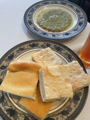 Pesto & fresh baked bread