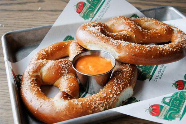 Bavarian Pretzel with Merkt's Cheddar Cheese Sauce