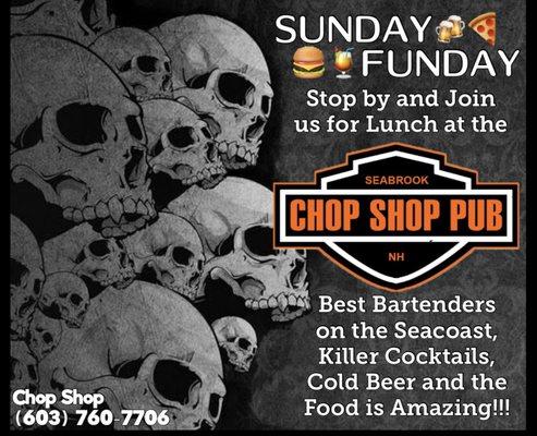 Sunday Funday... We always have something fun happening at the Chop Shop on Sunday afternoons