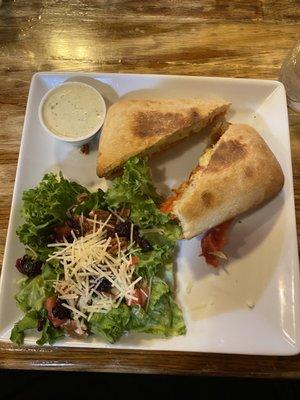 Salmon melt with side salad instead of fries