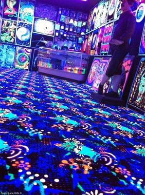 Awesome black light room, check out the 3-d black light carpet with their glasses!!