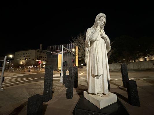 "And Jesus wept" statue across the street from the memorial.