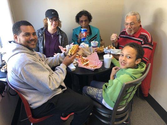 Enjoying lunch at Uncle Buzzy's