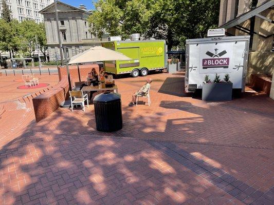 More food trucks and a sitting area