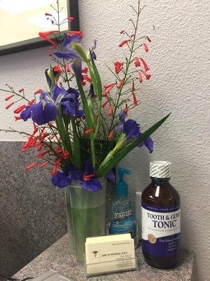 These flowers are from the flower bed of our hygienist Kim. They are beautiful and really brighten things up