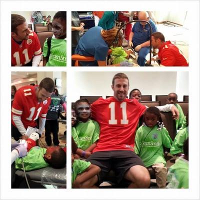 Alex Smith with at our annual TeamSmile event at Arrowhead each year.