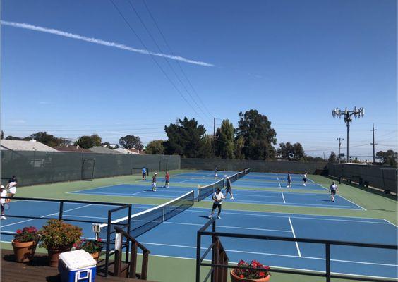 USTA mens team in action at the best tennis club in town!