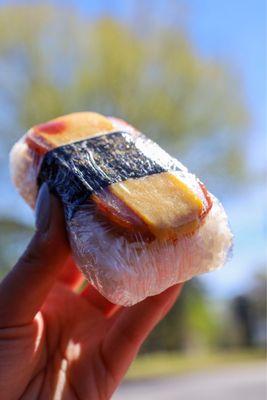 Spam Spicy Miso Egg Musubi @tiffhuangry