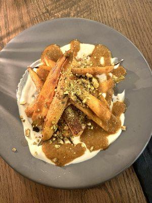 Maple roasted Carrots with harissa and yogurt