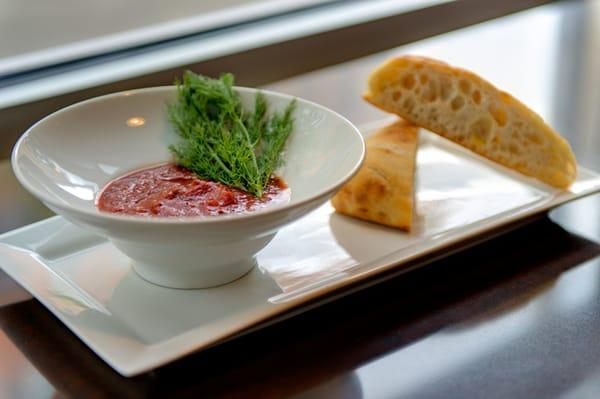 Fire Roasted Tomato Soup with Crostini