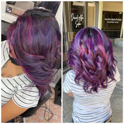 Full fashion purple with hot pink highlights!