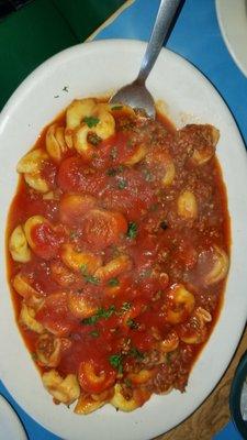 Cheese Tortellini with Meat Sauce