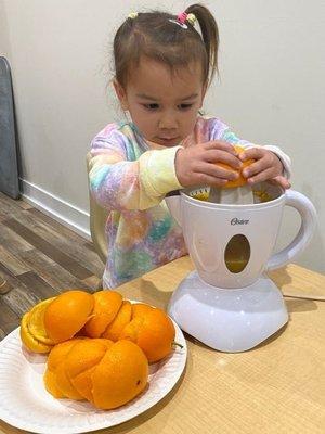 Making orange juice!