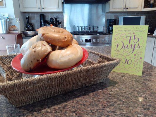 Fresh Ronnie's bagels and a good book!!