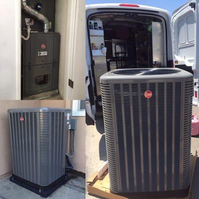 air conditioner repair. Rheem 16 SEER air conditioner installation in Orange