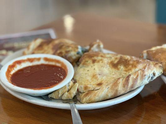 Veggie calzone with added sausage