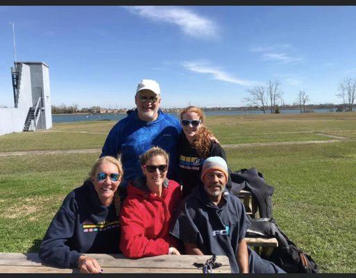 Open water swimmers training for upcoming events.