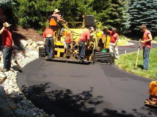 Paving crew at work.