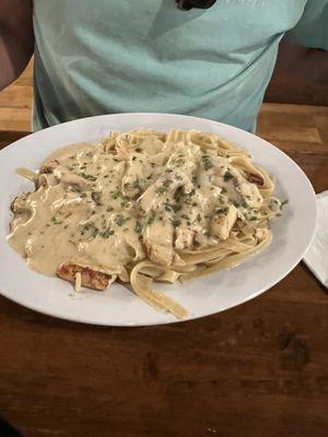 Fettuccine Alfredo with grilled chicken