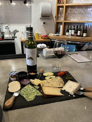 3 Cheese Plate and a recommended Malbec bottle.