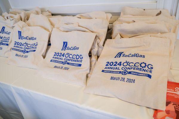 OCCOG Tote bags with sponsors logos