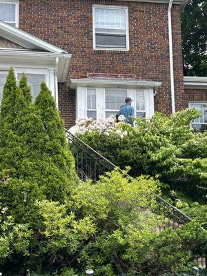 Exterior trim on this traditional Colonial in Brookline, MA.