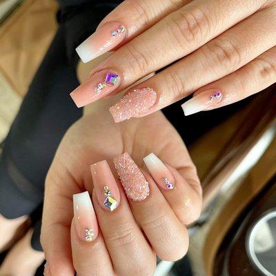 Ombre nails with clear sugar