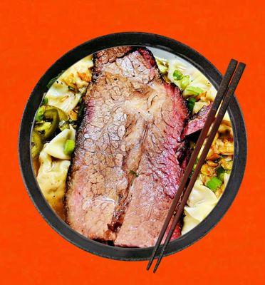 Smoked Brisket Cowboy Won-Ton Noodle Soup