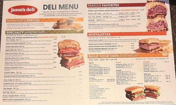 Jason's Deli Menu