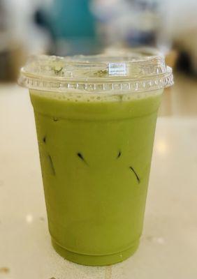 Unsweet Matcha Iced latte with almond milk. Fabulous. Winners Circle :)...