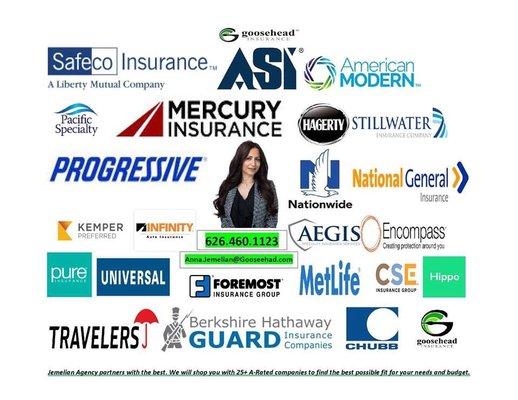 Mercurial Insurance, Progressive, Nationwide