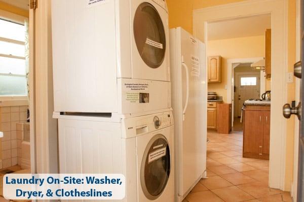 Laundry Machines On-Site, plus Clotheslines!