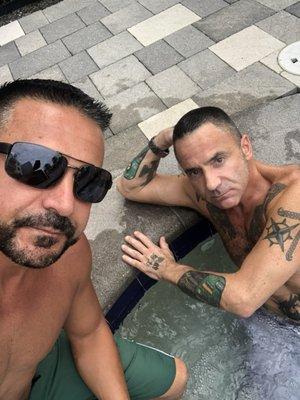 Keith and Mark Flo enjoying the amenities at Metropolitan Wilton Manors