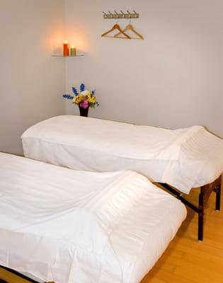 We have a room large enough for couples massage, or even three guests side by side