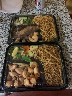 Chicken and shrimp hibachi take out. And cowboy steak hibachi take out.  Everything great,  but wouldn't get the cowboy again.