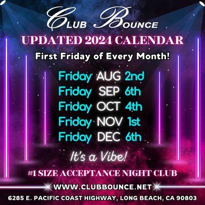 Club Bounce 2024 Calendar