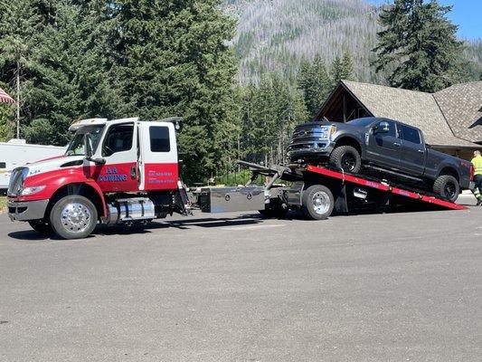 Our flat bed doing a wonderful job on an F350