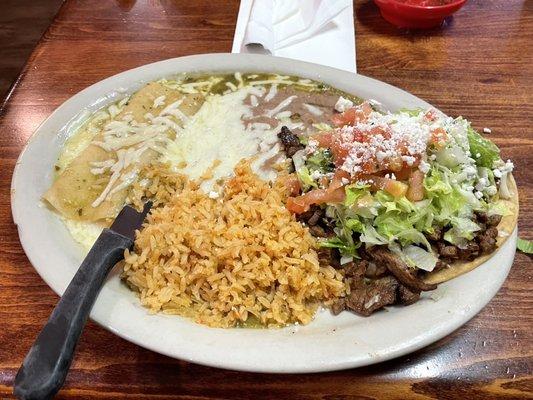 Cheese Enchilada and Asada Tostada