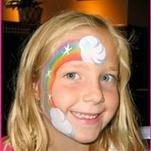 facepaint clouds with rainbow and starts