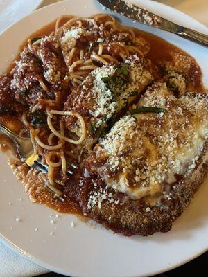 Chicken parm with added spinach