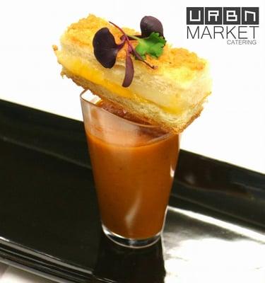 Tomato Bisque w/ Parmesan Crusted Grilled Cheese Shooter