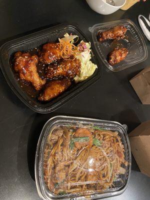 Korean wings and house lo mein